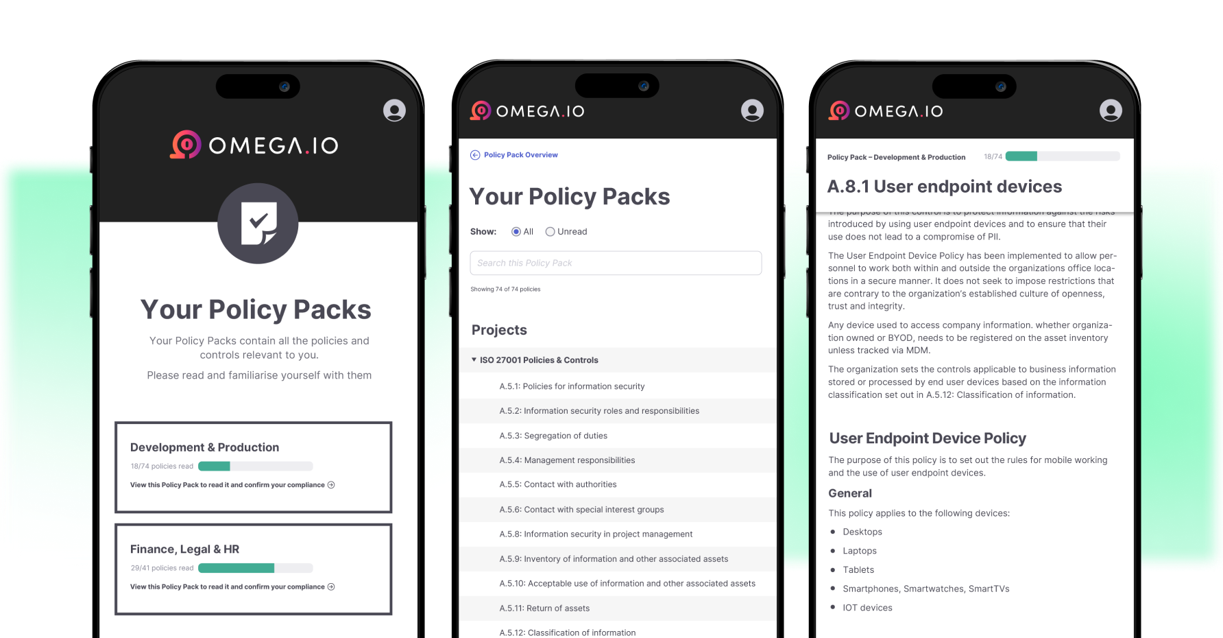 With ISMS.online's Policy Packs, your users can easily access your policies from their phone, tablet, or another device.